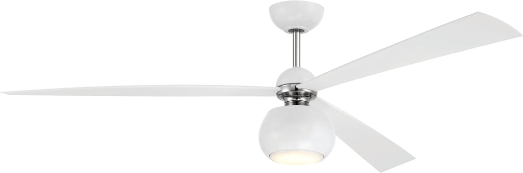 Craftmade 60' Otto in White/Polished Nickel Finish Ceiling Fan with Optional LED Light Kit, Remote Control Included, Smart WiFi Enabled w/Voice Activation, works w/Alexa & Smart Home Devices