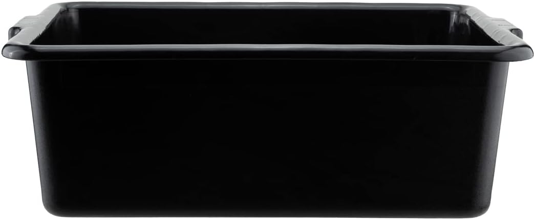 Restaurantware TUBS ONLY: RW Clean 22 Inch x 15.7 Inch Bus Tubs 12 Deep Bus Boxes - Lid Sold Separately With Handles Black Plastic Restaurant Tubs Heavy-Duty For Kitchen Organization