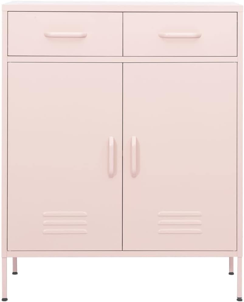 Steel Storage Cabinet with 2 Drawers and Adjustable Shelf, Metal Side Cabinet for Home, Office, Entryway and Hallway, 31.5'x13.8'x40',-331