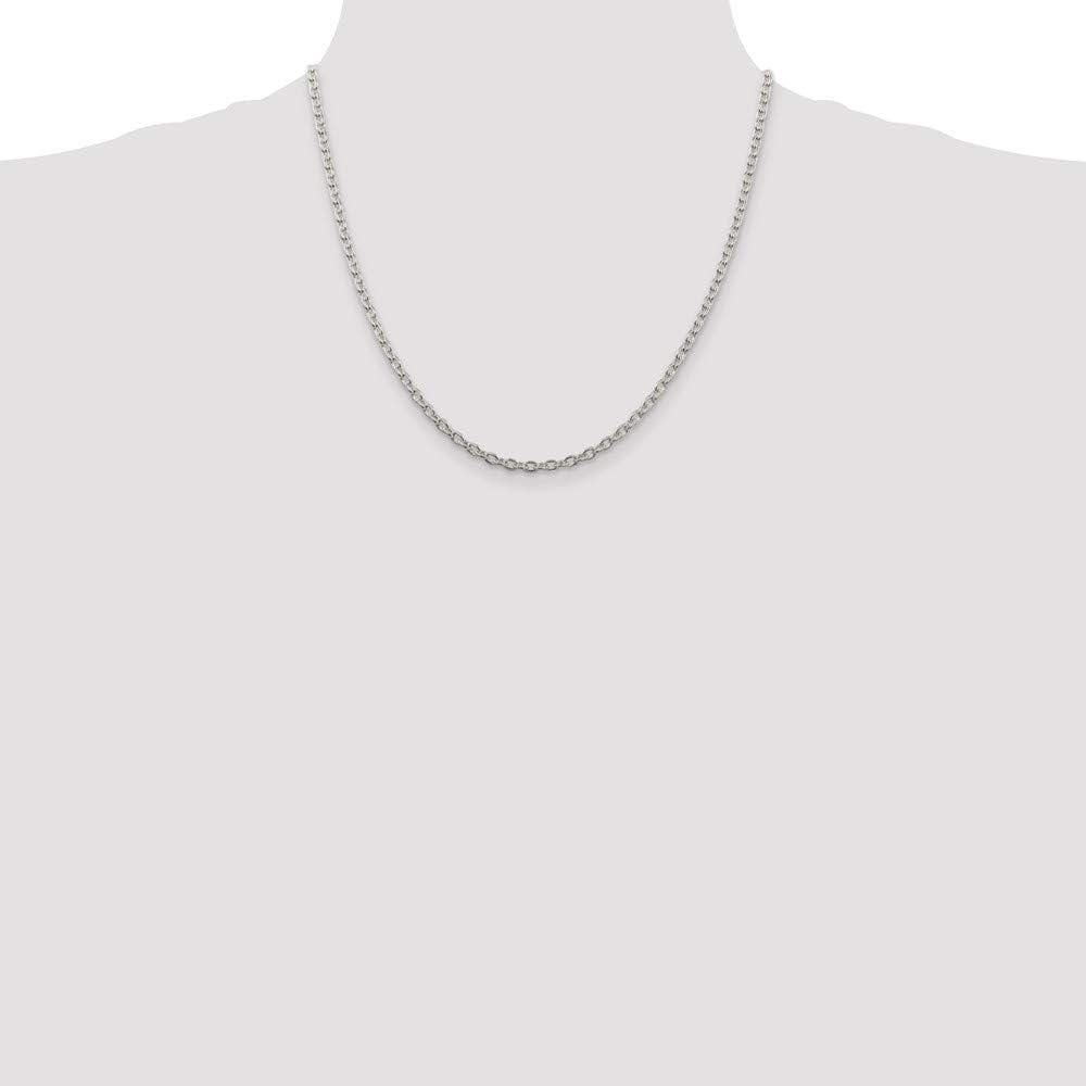 Solid 925 Sterling Silver 3.5mm Cable Chain Necklace - with Secure Lobster Lock Clasp
