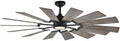 Monte Carlo 14PRR62AGPD Prairie Windmill Energy Star 62' Outdoor Ceiling Fan with LED Light and Hand Remote Control, 14 Wood Blades, Aged Pewter