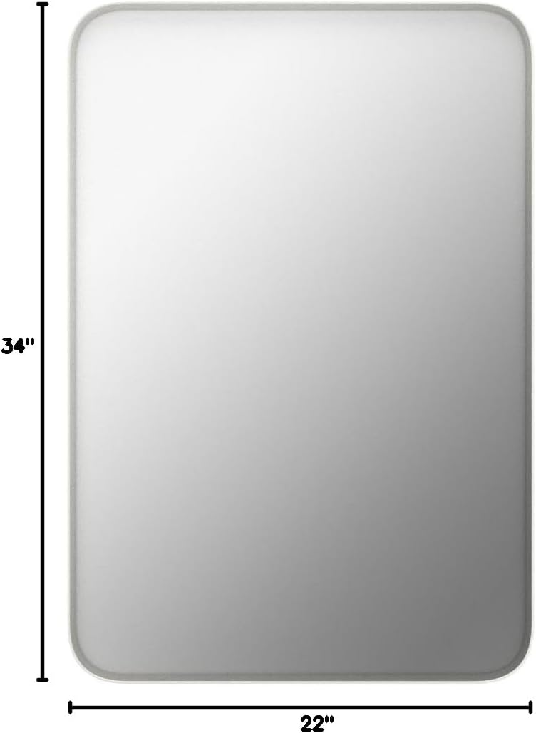 Kohler 26052-BNL Essential Rectangular Bathroom Mirrors, Bathroom Mirrors for Over Sink, 22 in. W x 34 in. H, Brushed Nickel