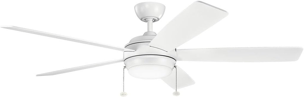 KICHLER 330180MWH Protruding Mount, 5 Matte White Blades Ceiling fan with 71 watts light, Matte White, 60'