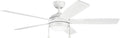 KICHLER 330180MWH Protruding Mount, 5 Matte White Blades Ceiling fan with 71 watts light, Matte White, 60'