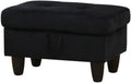Ottoman Storage Ottoman Bench Flannel Footrest Footstool with Hinged Lid for Living Room, Bedroom, Entryway, Black, 28.5'X19'X17.5'