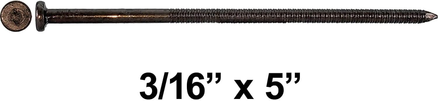 Jake Sales 5' Tempered Hard Steel - Ring Shank Pole Barn Nails. 40D - 35 Pounds ~ 966 Nails. Used for load-bearing, wood framed, pole barn structures.