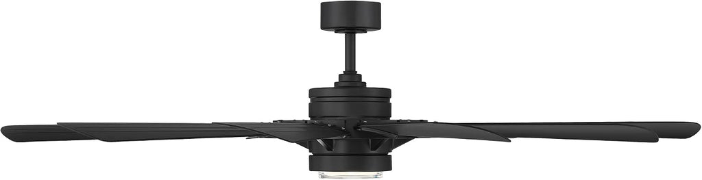 Modern Forms Wyndmill Smart Indoor and Outdoor 12-Blade Ceiling Fan 65in Matte Black 2700k LED Light Kit and Remote Control works with Alexa and iOS or Android App