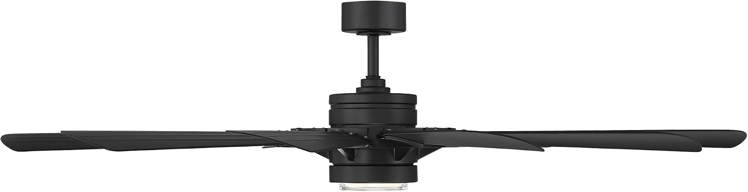 Modern Forms Wyndmill Smart Indoor and Outdoor 12-Blade Ceiling Fan 65in Matte Black 2700k LED Light Kit and Remote Control works with Alexa and iOS or Android App