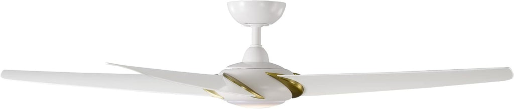 Modern Forms Lucid Indoor and Outdoor 5-Blade 62in Smart Ceiling Fan in Soft Brass Matte White with 3500K LED Light Kit and Remote Control works with Alexa and iOS or Android App
