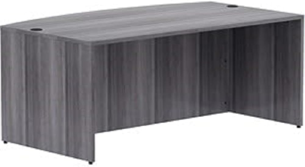 Lorell LLR69591 71 x 36 in. Bow Weathered Charcoal Laminate Desking
