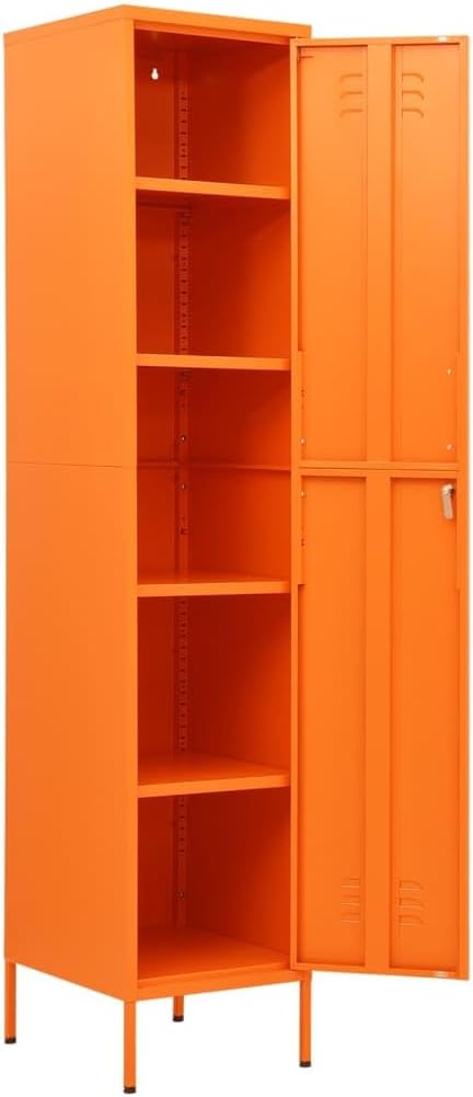 Metal Storage Cabinet with Lock, Home Office Storage Locker Cabinet, 13.8'x18.1'x70.9', Orange,-243
