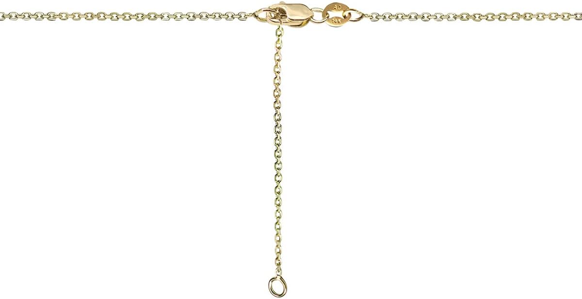 Honolulu Jewelry Company 14K Solid Gold 1.2mm Adjustable Cable Chain Necklace - Clasp stays in back with Pendant Saddle (TM)