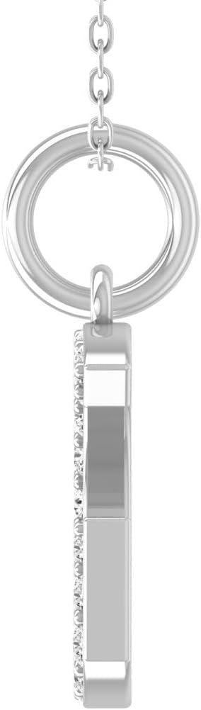 1/10 Carat Round Diamond A-Z initial Pendant Necklace | 10K, 14K Yellow or White Gold and Sterling Silver Cable Chain Necklace 18 inch | I-J Color and I2-I3 Clarity