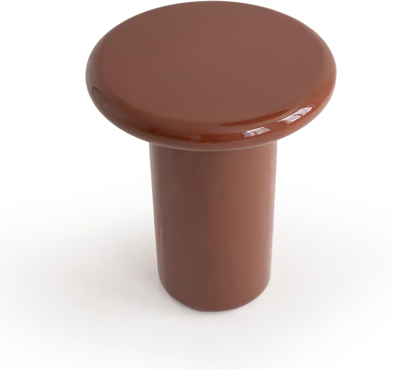 Acanva Pebble Companions Round End Table for Living Room | Small Side Table, Soft Edges, High Glossy Finish, Accent Tables, Furniture for Home Office