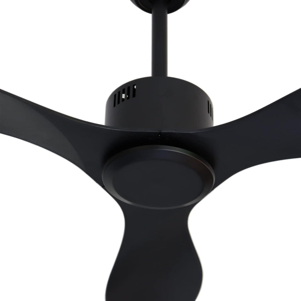 48 inch Ceiling Fan No Lights Remote Control 3 Blades Reversible DC Motor, Modern, Black
