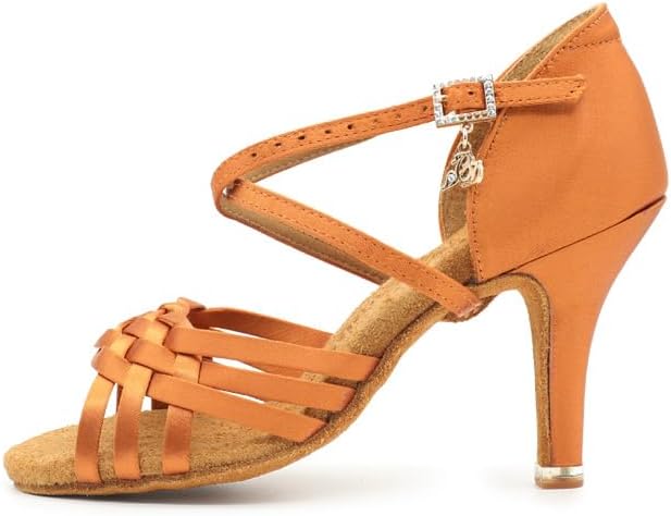 Professional Latin Dance Shoes Salsa Jazz Flamenco Practice Sandals High Heel Ballroom Dancing Shoes for Women Satin #2360-1