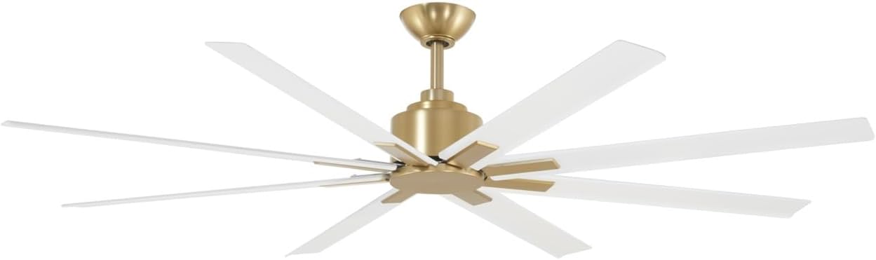 MINKA-AIRE F896-84-SBR/WHF Xtreme H2O 84 Inch DC Motor Outdoor Ceiling Fan with Remote Control in Soft Brass Finish with Flat White Blades