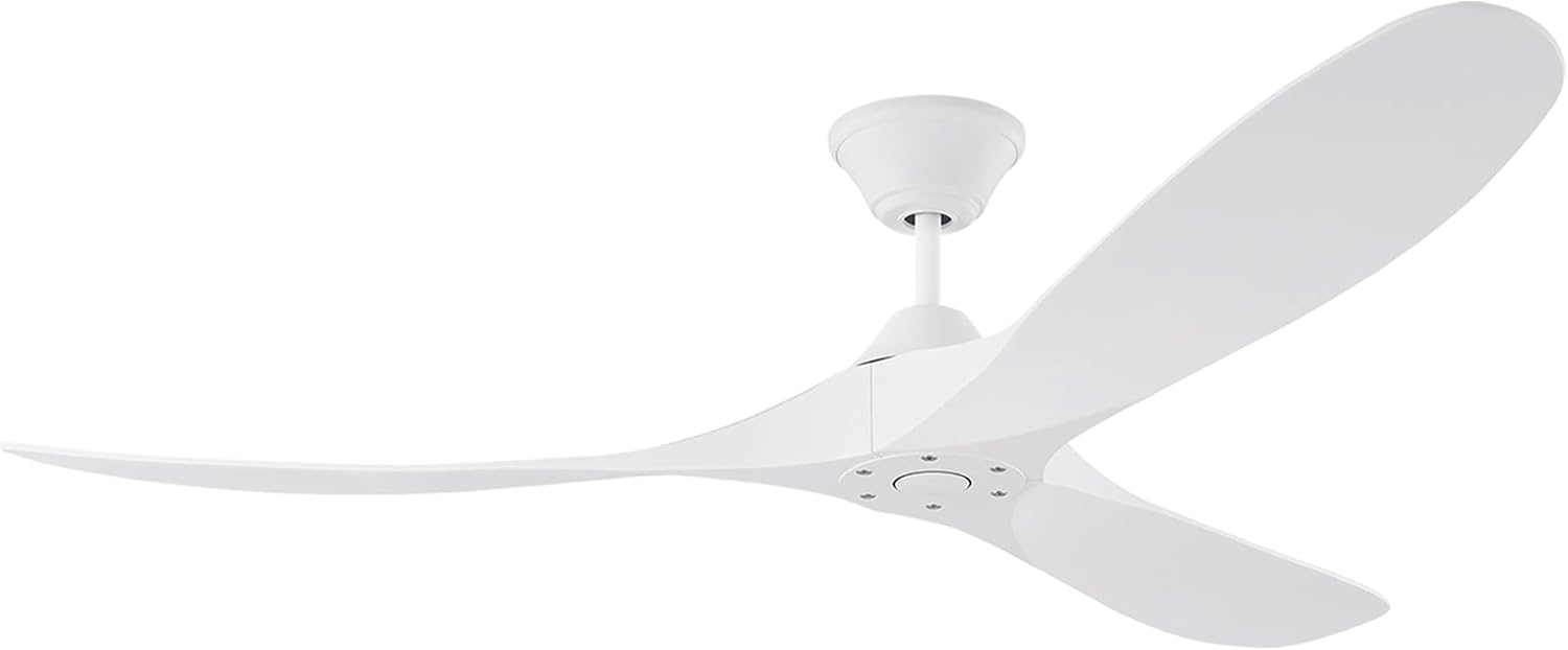 Generation Lighting 3MGMR60RZW-V2 Maverick Coastal Ceiling Fan with Remote Control, Wet Rated Indoor Outdoor Fan, Marine Grade Steel, Reversible DC Motor, 3 Blade High CFM (Matte White, 60-Inch)