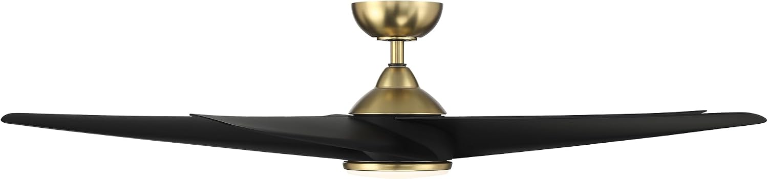 WAC F-071L-SB/MB Viper 60' Outdoor Ceiling Fan with Lights and Remote Control, Soft Brass Matte Black