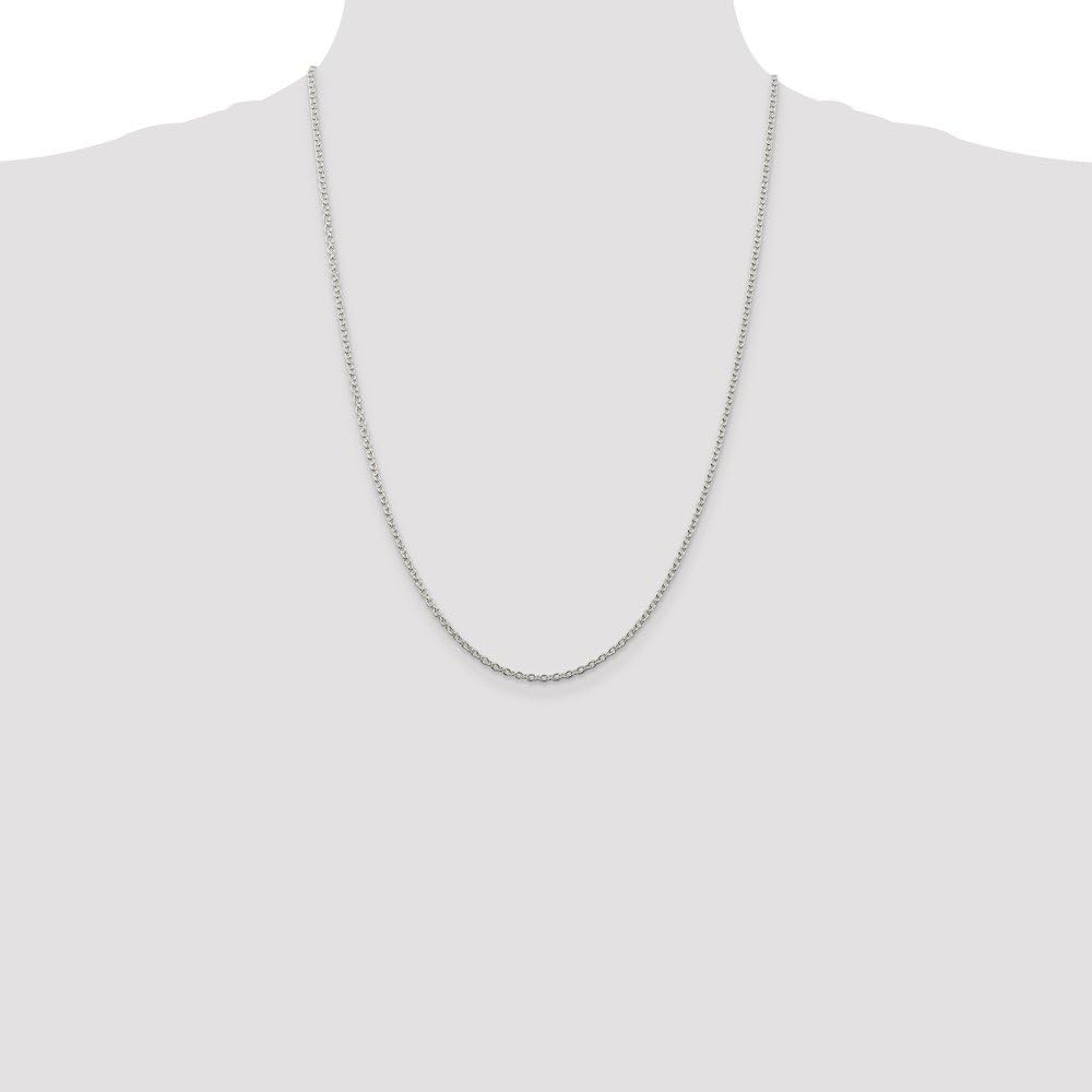 Solid 925 Sterling Silver 2.25mm Cable Chain Necklace - with Secure Lobster Lock Clasp