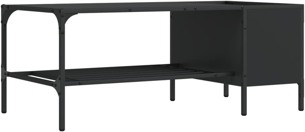 Coffee Table with Rack, Modern Living Room Center Table for Home Office, Black 39.4'x20.1'x15.7' Engineered Wood,-340
