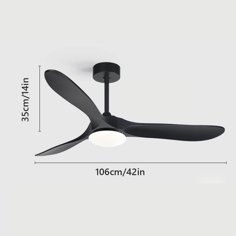Imitation Wood 42 Inch Ceiling Fan with Lights Ceiling Fans with Lights and Remote 6 Speed Modern 3-Blade Fan Light LED Acrylic Bedroom Ceiling Fan Outdoor Ceiling Fans for Patios