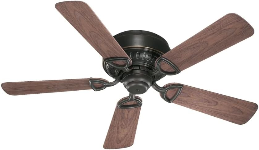 Quorum International 151425-95 Medallion Flush Mount Patio Ceiling Fan with Walnut Blades, 42-Inch, Old World Finish