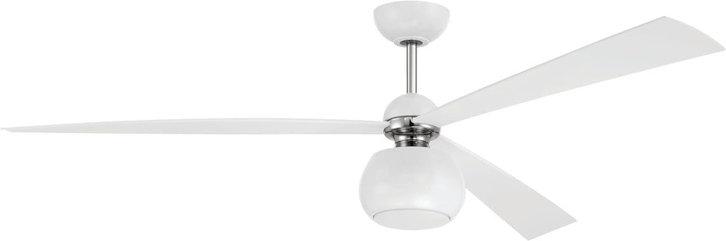 Craftmade 60' Otto in White/Polished Nickel Finish Ceiling Fan with Optional LED Light Kit, Remote Control Included, Smart WiFi Enabled w/Voice Activation, works w/Alexa & Smart Home Devices