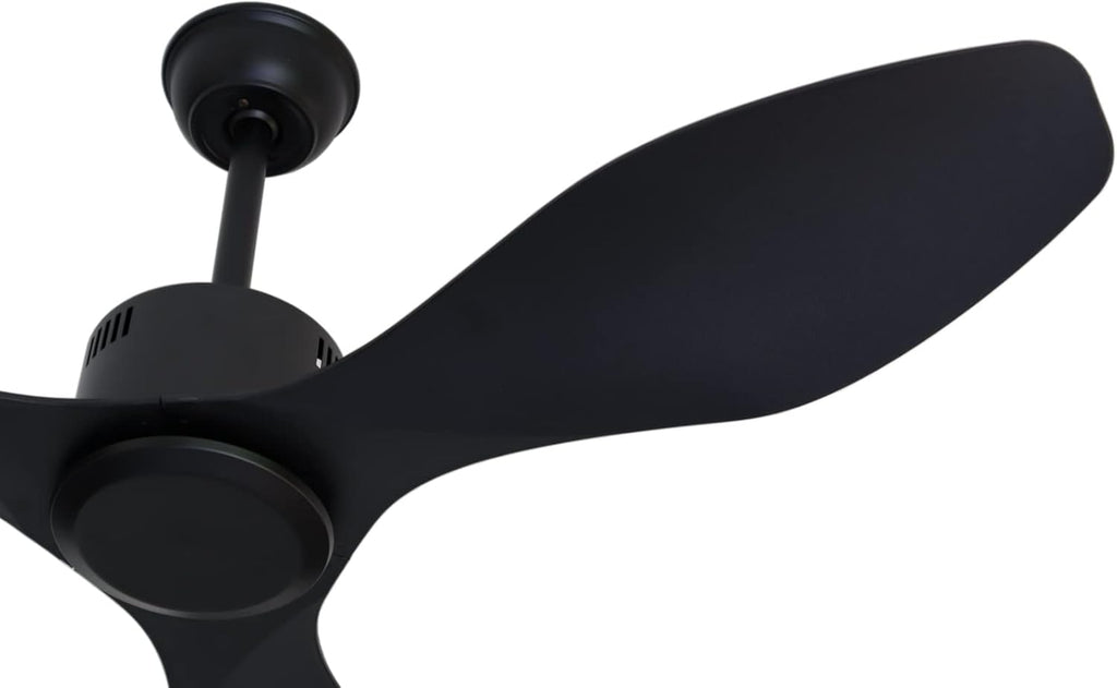 48 inch Ceiling Fan No Lights Remote Control 3 Blades Reversible DC Motor, Modern, Black