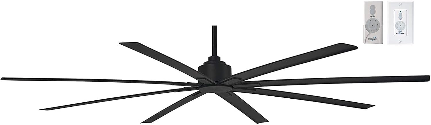 Minka-Aire F896-84-CL, Xtreme H2O 84' Ceiling Fan in Coal (Black) Finish with Remote and Additional Wall Control