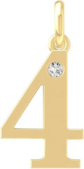 1/20 Carat lab Grown Diamond Zero to Nine Number Pendant Necklace | 10K, 14K Yellow or White Gold and Silver Cable Chain Necklace 18 inch | D-F Color and VS1 Clarity