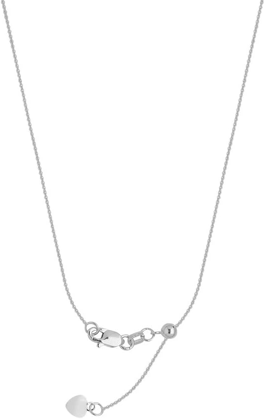 22' Adjustable Cable Chain Necklace with Slider 10K White Gold 0.9 mm 1.8 grams
