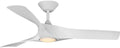 Ryne Collection 52-Inch 3-Blade Matte White LED DC Motor Transitional Indoor/Outdoor Ceiling Fan