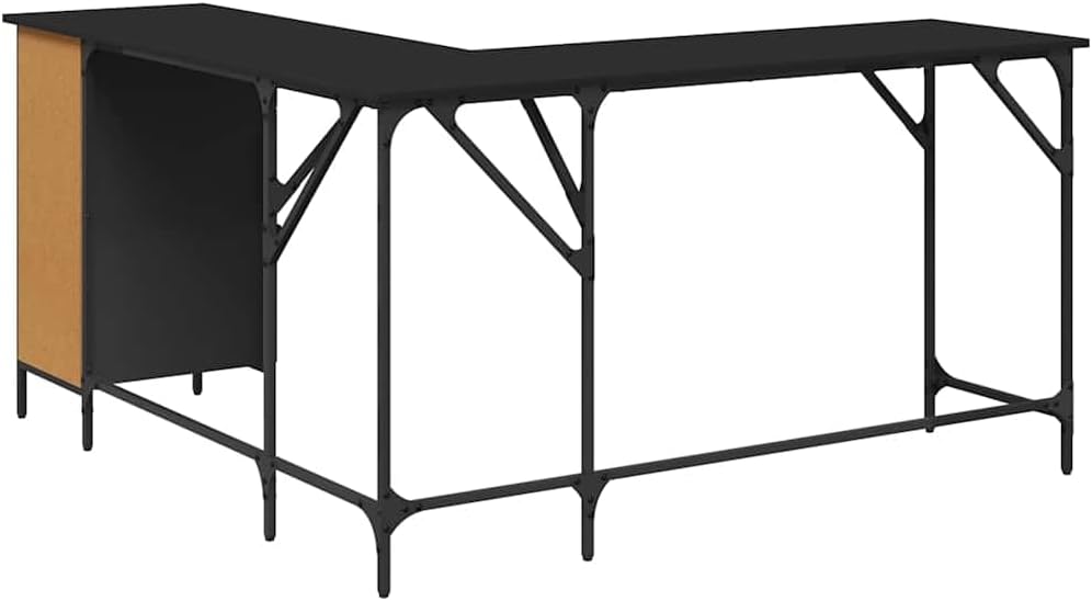L Shaped Computer Desk with Storage Space, Corner Desk L-Shaped Desk PC Desks, PC Work Table for Home Office, Black 55.5'x55.5'x29.5' Engineered Wood,-327