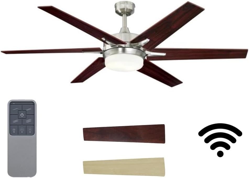 Ciata 60-inch Ceiling Fans with Lights – Smart Ceiling Fan for Bedroom/Living Room – Advanced Ceiling Fan with Remote Compatible with Alexa/Google Home – Wi-Fi Fans for Home – Brushed Nickel Finish
