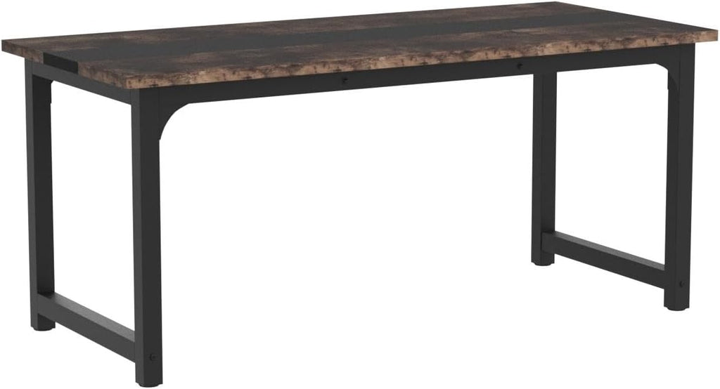 Tribesigns 70.8'Executive Desk, Large Office Computer Desk with Thicken Frame, Modern Simple Workstation Business Furniture for Home Office, Vintage Brown/Black
