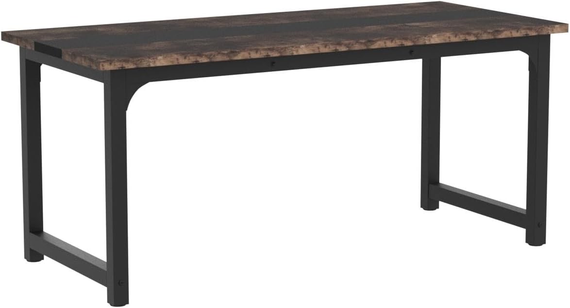 Tribesigns 70.8'Executive Desk, Large Office Computer Desk with Thicken Frame, Modern Simple Workstation Business Furniture for Home Office, Vintage Brown/Black