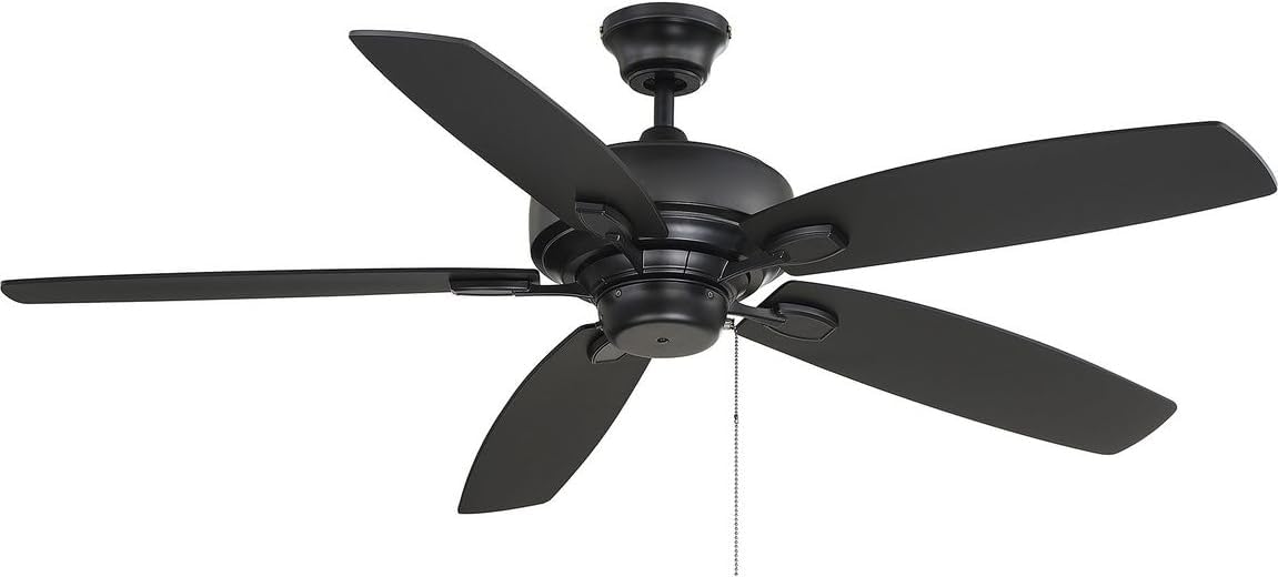 Meridian M2016MBK 52' Ceiling Fan with Pull Chain, No Light, Matte Black