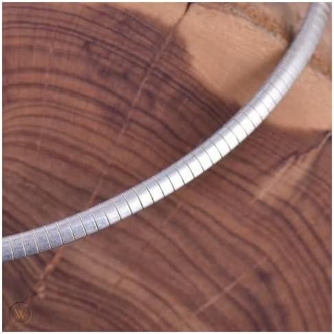 Verona Jewelers 925 Sterling Silver necklace Flexible Italian Flat Omega Necklace for women-2MM 3MM 4MM 6MM 8MM Cubetto Italy Wire Necklace Chain 16 18 20