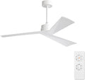 WINGBO 52' DC Ceiling Fan without Lights, White Ceiling Fan with Remote, 3 ABS Plastic Blades, 6 Speed Reversible DC Motor, Ceiling Fans No Light for Kitchen Bedroom Living Room