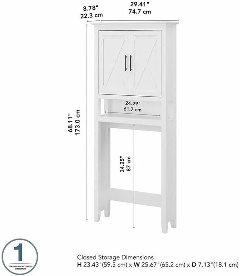 Bush Home Key West Over The Toilet Storage Cabinet in White Ash