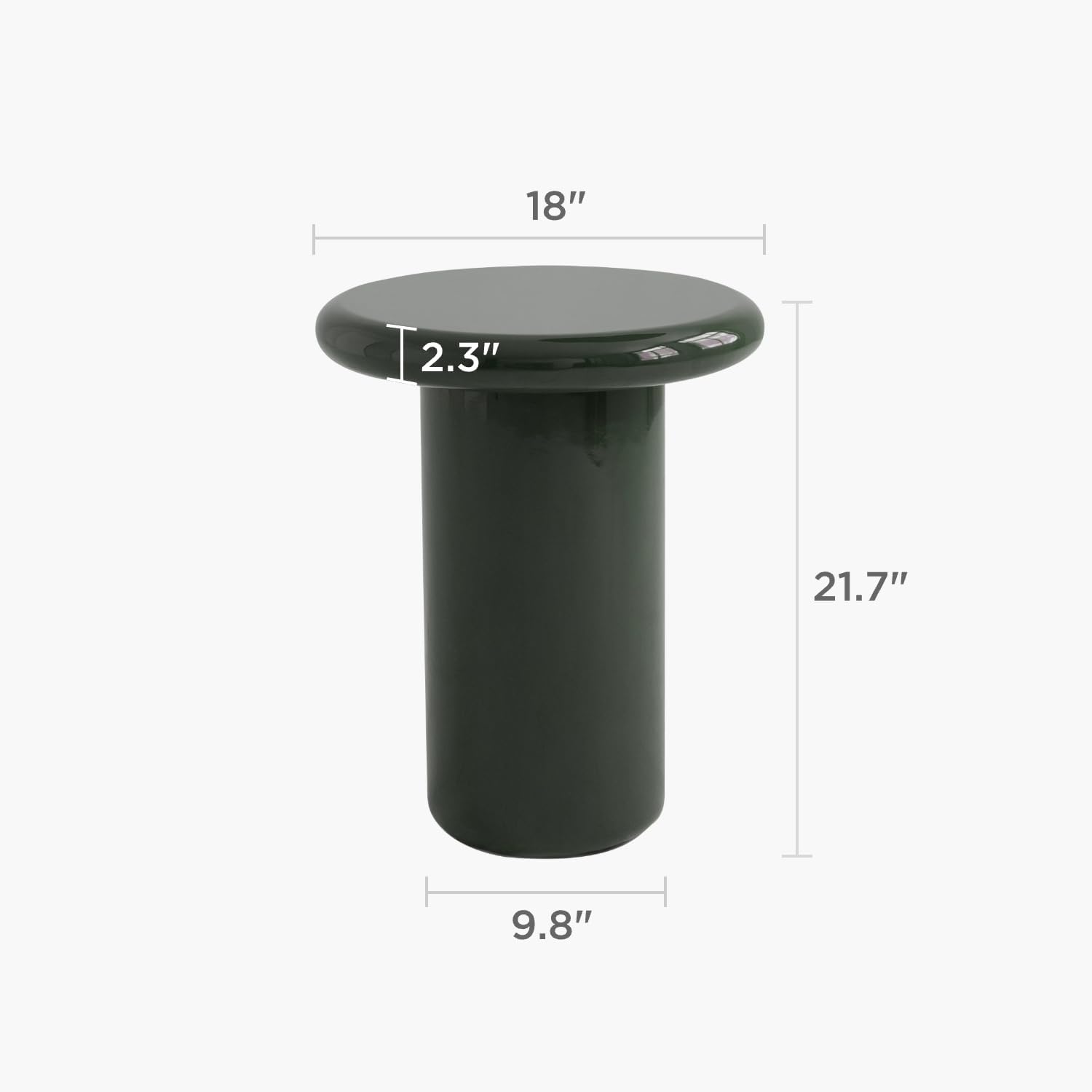 Acanva Modern End Tables with High Glossy Finish, Curved Edges, Accent Center Furniture for Living Room Home Office, Side Table, Olive Green