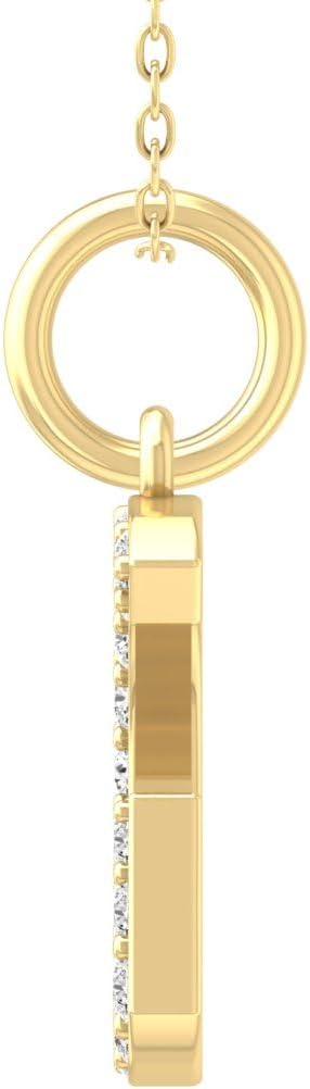 1/10 Carat Round Diamond A-Z initial Pendant Necklace | 10K, 14K Yellow or White Gold and Sterling Silver Cable Chain Necklace 18 inch | I-J Color and I2-I3 Clarity