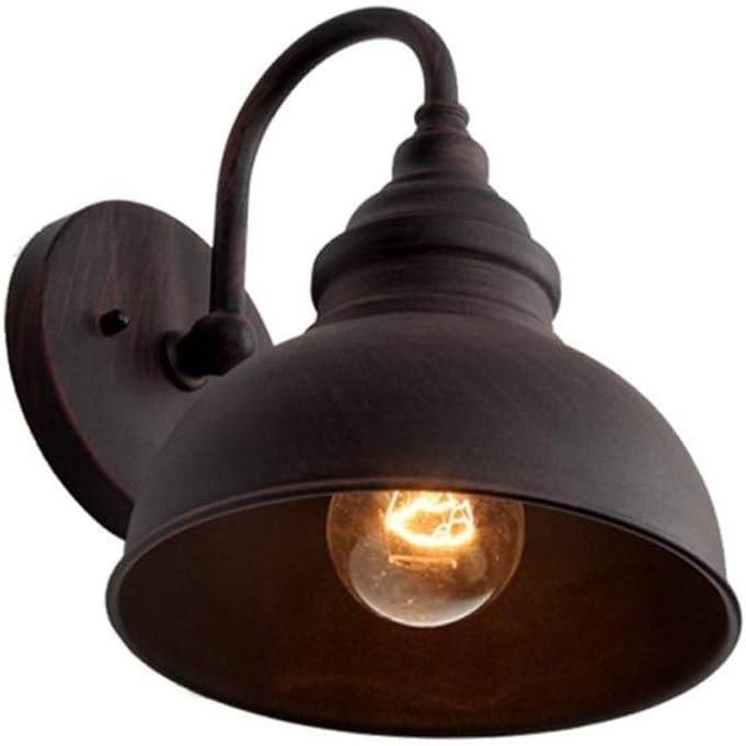 ICEMOB 9.4in Industrial Retro Rusty Color Waterproof Outdoor Wall Lamp E27 Vintage Wall Lighting Fixture Garden Balcony Wall Sconce Lantern Aluminum Metal Wall Spotlight Exterior for House