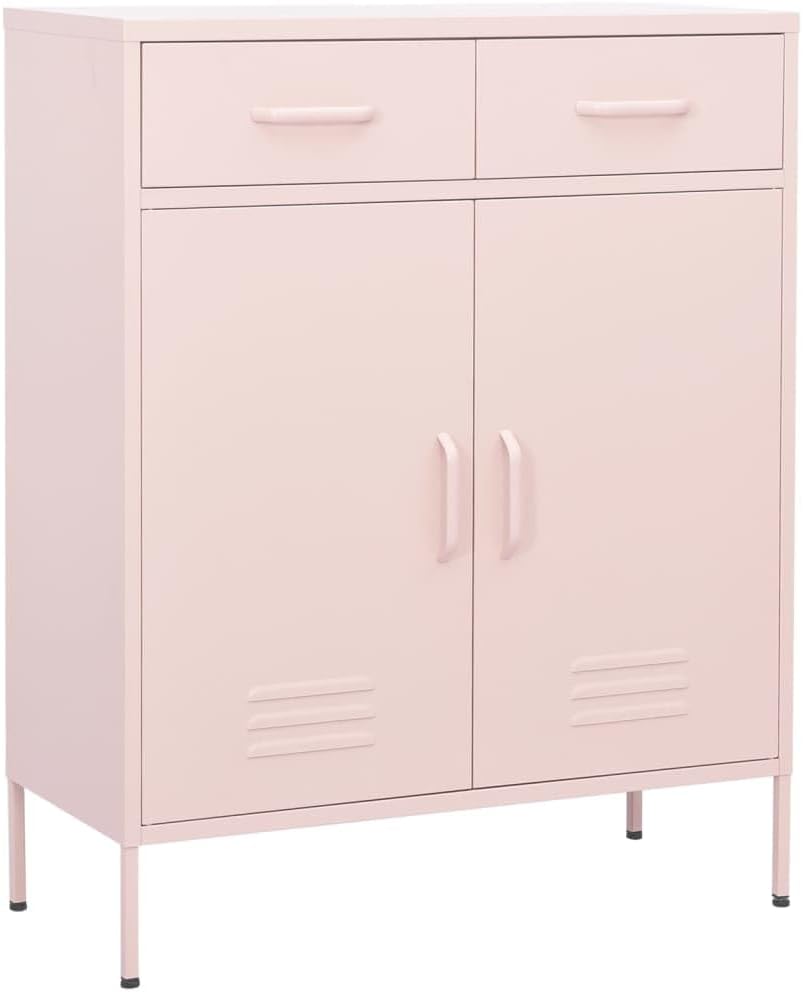Steel Storage Cabinet with 2 Drawers and Adjustable Shelf, Metal Side Cabinet for Home, Office, Entryway and Hallway, 31.5'x13.8'x40',-331