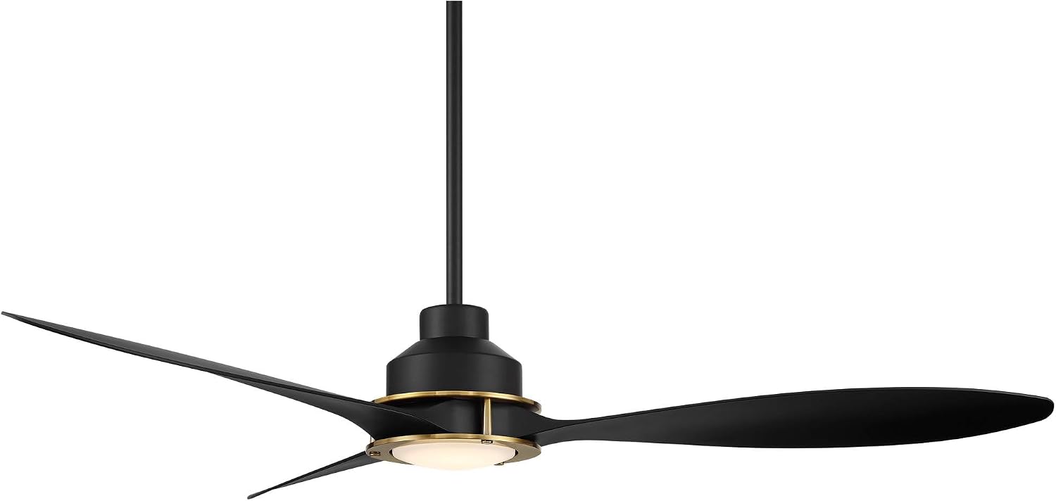 Casa Vieja 56' Veyron Modern Indoor Outdoor Ceiling Fan 3 Blade LED Light Remote Control Matte Black Finish Blades Bedroom Patio Living Room Kitchen Porch Damp Rated Decorative DC Motor Garage