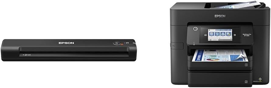 Epson Workforce ES-50 Portable Sheet-Fed Document Scanner for PC and Mac & Workforce Pro WF-4830 Wireless All-in-One Printer with Auto 2-Sided Print, Copy