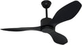 48 inch Ceiling Fan No Lights Remote Control 3 Blades Reversible DC Motor, Modern, Black