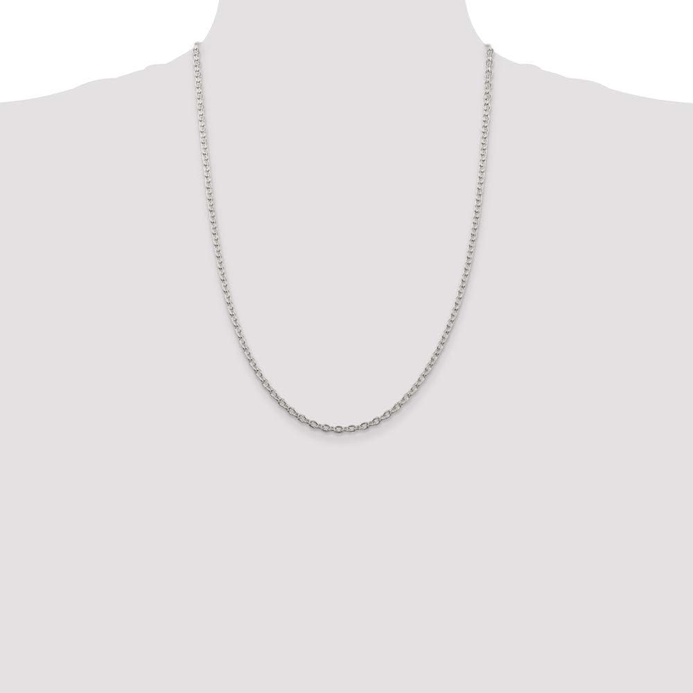 Solid 925 Sterling Silver 3.5mm Cable Chain Necklace - with Secure Lobster Lock Clasp