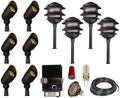Best Pro Lighting 12V Black Aluminum LED Landscape Lighting Kit (6 Spotlights, 4 Path Lights) with 150W Low Voltage Transformer for House, Yard, Outdoor Pathway, Walkway, Garden, Driveway or Patio